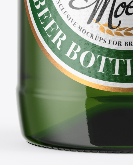 500ml Green Glass Beer Bottle Mockup