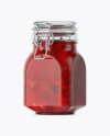 900ml Cherry Jam Glass Jar w/ Clamp Lid Mockup - Half Side View