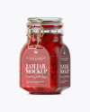 900ml Cherry Jam Glass Jar w/ Clamp Lid Mockup - Half Side View 900ml Cherry Jam Glass Jar w/ Clamp Lid Mockup - Half Side View
