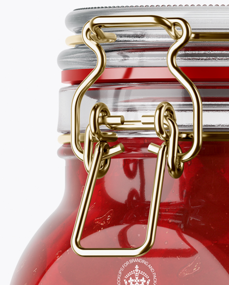 900ml Cherry Jam Glass Jar w/ Clamp Lid Mockup - Half Side View 900ml Cherry Jam Glass Jar w/ Clamp Lid Mockup - Half Side View