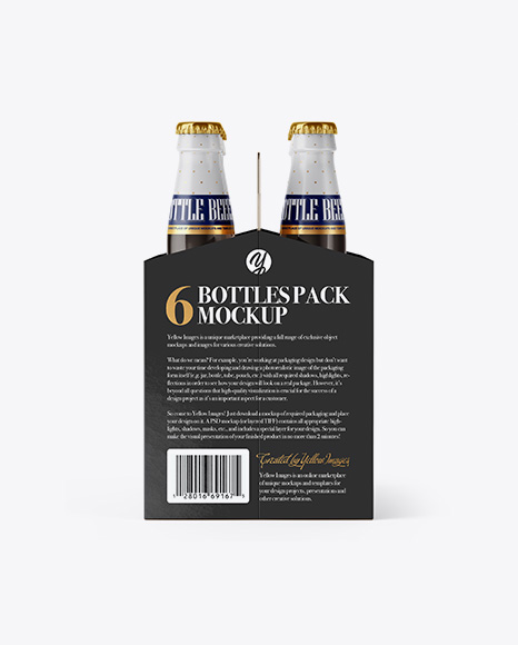 6 Pack Amber Bottle Carrier Mockup - Front & Side Views - Free Download