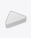 Glossy Triangular Box Mockup - Half Side View (High-Angle Shot)