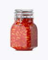 900ml Beans Glass Jar w/ Clamp Lid Mockup - Half Side View