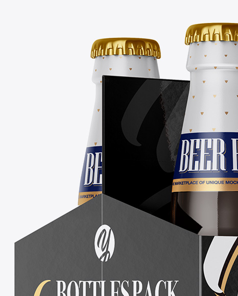 6 Pack Amber Bottle Carrier Mockup - Half Side View