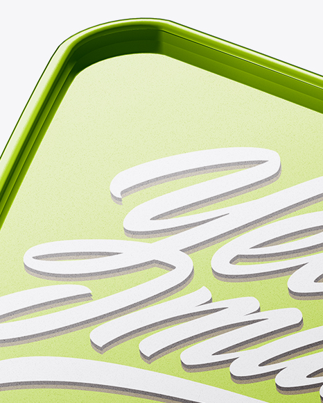 Metallic Triangular Box Mockup - Half Side View (High-Angle Shot)