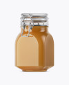 900ml Raw Honey Glass Jar w/ Clamp Lid Mockup - Half Side View