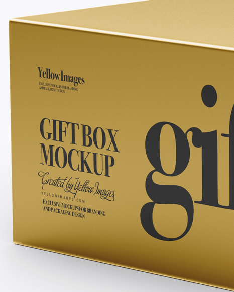 Metallic Gift Box Mockup - Half Side View