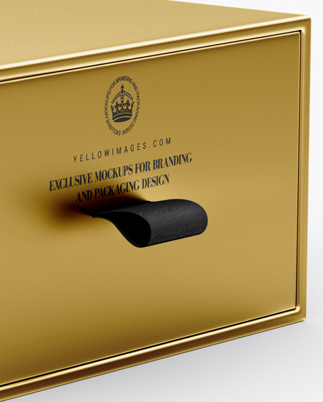 Metallic Gift Box Mockup - Half Side View