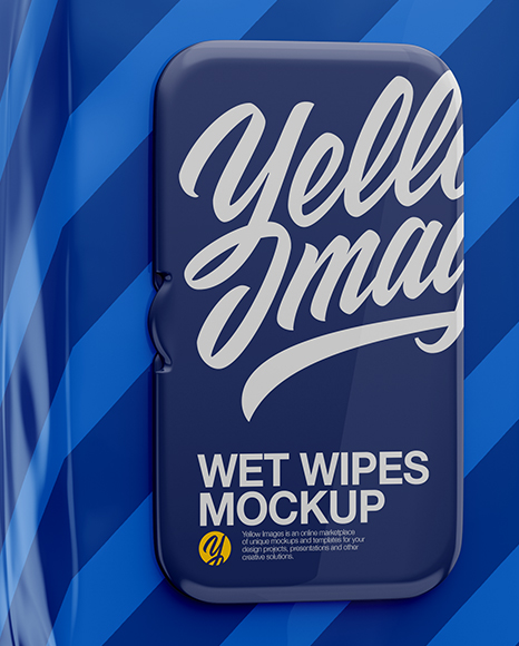 Wet Wipes Pack W/ Plastic Cap Mockup - Half Side View