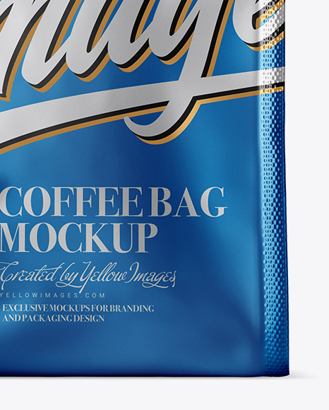 Matte Metallic Coffee Bag Mockup - Front View