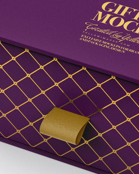 Matte Gift Box Mockup - Half Side View (High-Angle Shot)