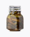 900ml Pickled Cucumbers Glass Jar w/ Clamp Lid Mockup - Half Side View