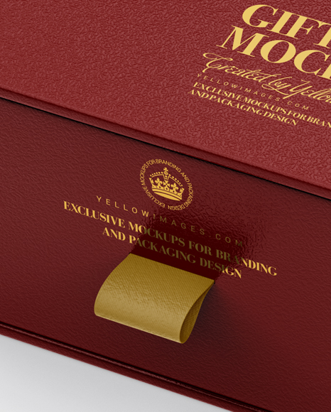 Textured Gift Box Mockup - Half Side View (High-Angle Shot)