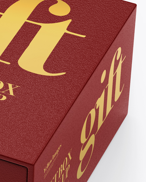 Textured Gift Box Mockup - Half Side View (High-Angle Shot)