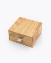 Wooden Gift Box Mockup - Half Side View (High-Angle Shot)