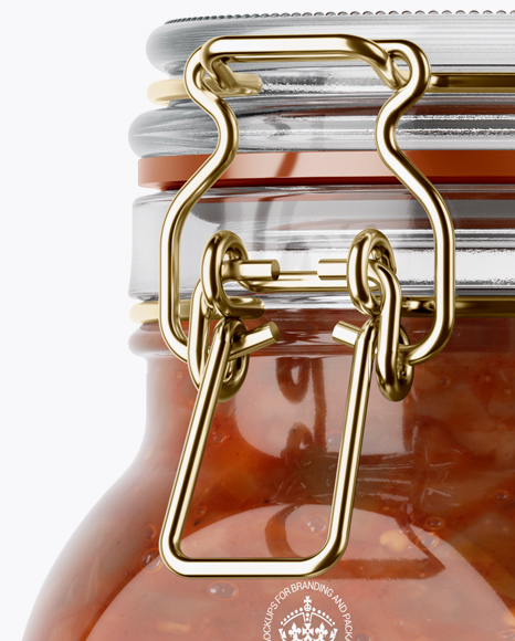 900ml Lecho Sauce Glass Jar w/ Clamp Lid Mockup - Half Side View