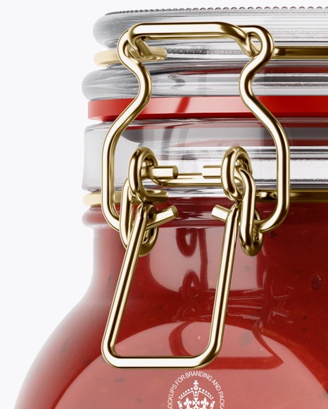 900ml Salsa Sauce Glass Jar w/ Clamp Lid Mockup - Half Side View