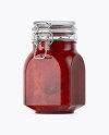 900ml Strawberry Jam Glass Jar w/ Clamp Lid Mockup - Half Side View