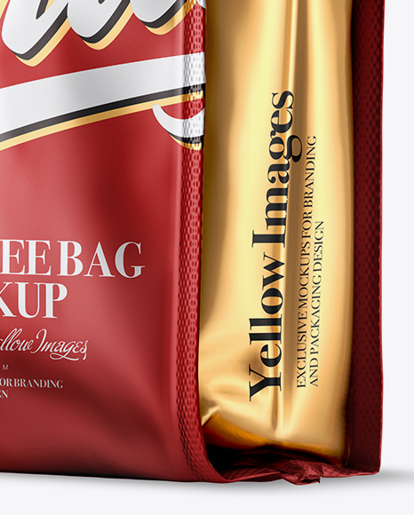 Matte Metallic Coffee Bag Mockup - Half Side View