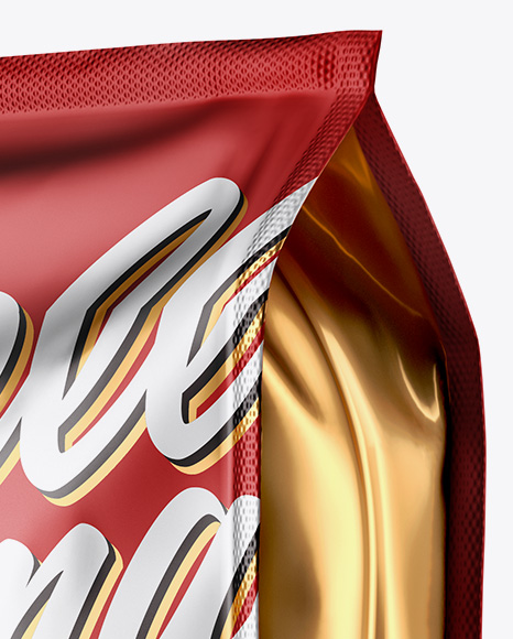 Matte Metallic Coffee Bag Mockup - Half Side View