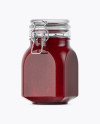 900ml Berry Jam Glass Jar w/ Clamp Lid Mockup - Half Side View 900ml Berry Jam Glass Jar w/ Clamp Lid Mockup - Half Side View