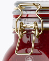 900ml Berry Jam Glass Jar w/ Clamp Lid Mockup - Half Side View 900ml Berry Jam Glass Jar w/ Clamp Lid Mockup - Half Side View