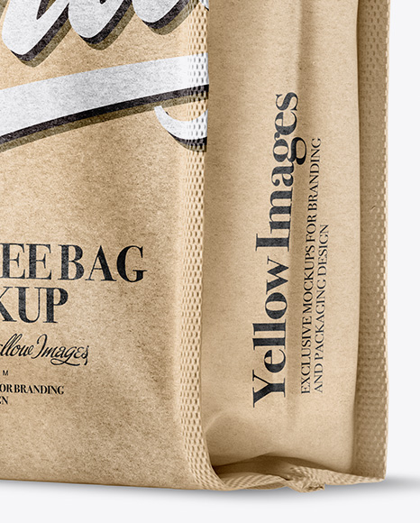 Kraft Paper Coffee Bag Mockup - Half Side View