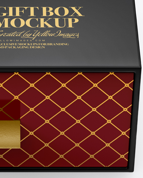 Glossy Gift Box Mockup (High-Angle Shot)