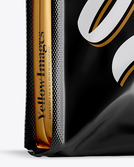 Glossy Coffee Bag Mockup - Half Side View