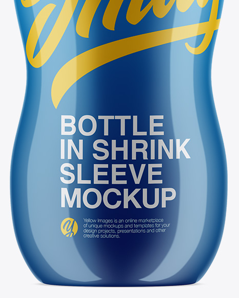 Plastic Bottle In Glossy Shrink Sleeve Mockup