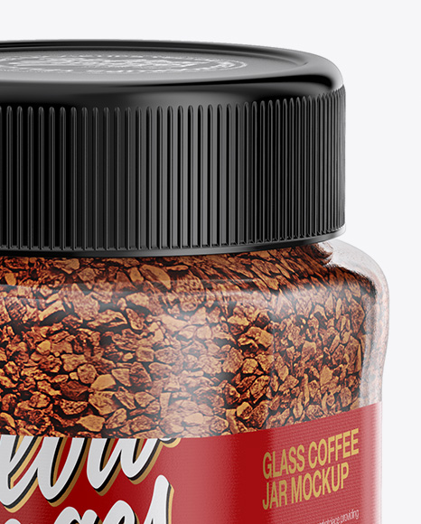 150g Glass Jar with Instant Coffee Mockup - Half Side View (High-Angle Shot) 150g Glass Jar with Instant Coffee Mockup - Half Side View (High-Angle Shot)