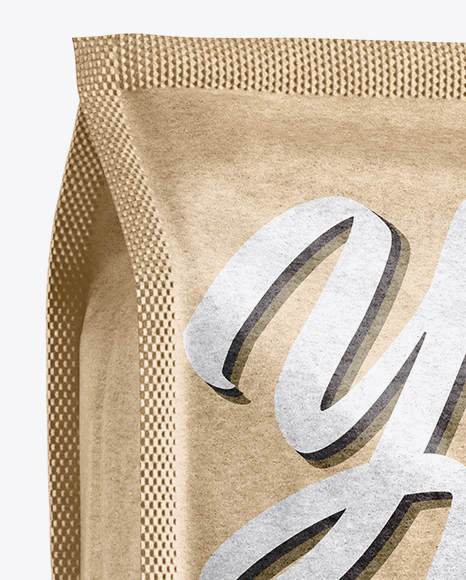 Kraft Paper Coffee Bag Mockup - Half Side View