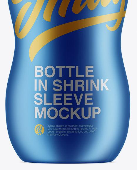 Plastic Bottle In Matte Metallic Shrink Sleeve Mockup