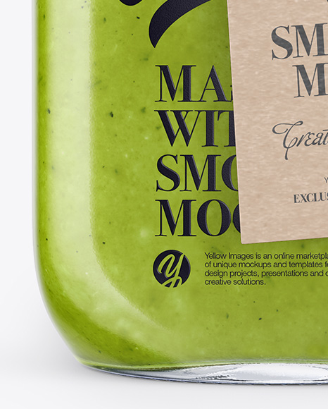 Closed Mason Jug with Straw and Label Mockup (Green Smoothie)