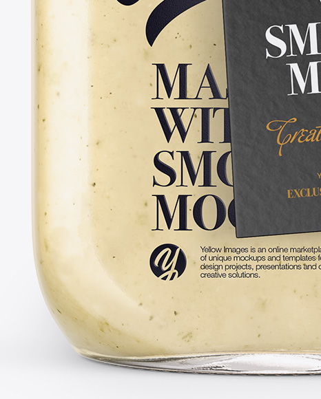 Closed Mason Jug with Straw and Label Mockup (Banana Smoothie)