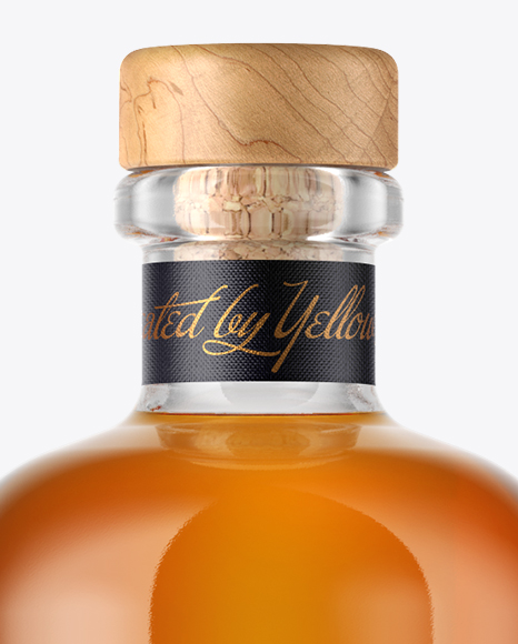 Whiskey Bottle with Wooden Cap Mockup