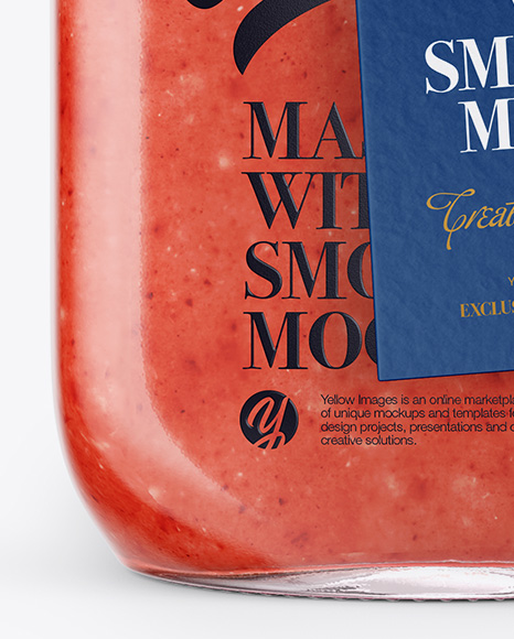 Closed Mason Jug with Straw and Label Mockup (Watermelon Smoothie)