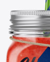 Closed Mason Jug with Straw and Label Mockup (Watermelon Smoothie)