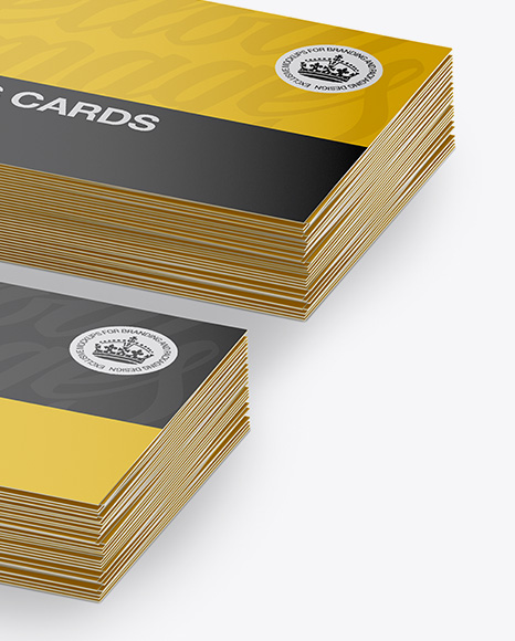 Two Stacks of Business Cards Mockup - Half Side View