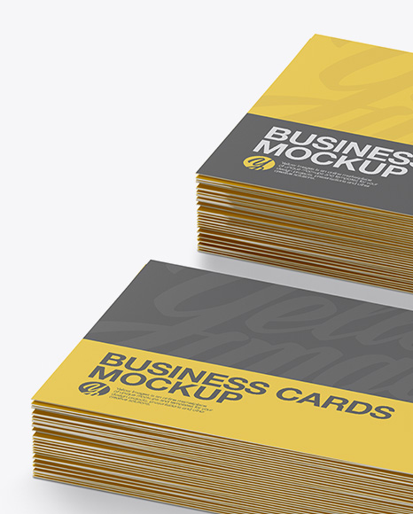 Two Stacks of Business Cards Mockup - Half Side View