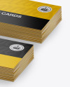 Two Stacks of Textured Business Cards Mockup - Half Side View