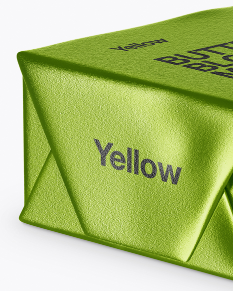 Metallic Butter Block Mockup - Half Side View (High-Angle Shot)