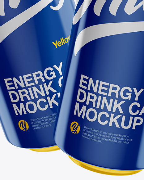 Two 500ml Glossy Aluminium Cans Mockup