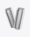 Two 500ml Metallic Aluminium Cans Mockup