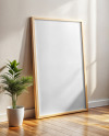 Wooden Framed Picture in Sunny Interior Mockup