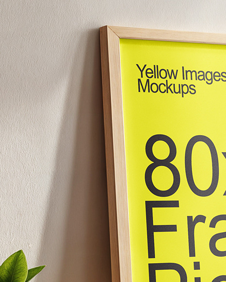 Wooden Framed Picture in Sunny Interior Mockup
