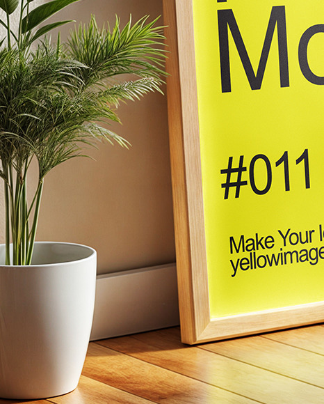 Wooden Framed Picture in Sunny Interior Mockup