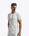 Man Wearing a Crew Neck Soccer Jersey and Shorts Mockup