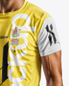Man Wearing a Crew Neck Soccer Jersey and Shorts Mockup