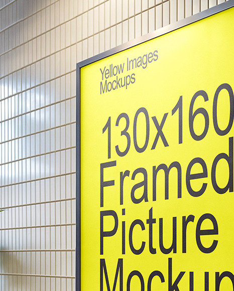 Framed Poster on a Tiled Wall Mockup